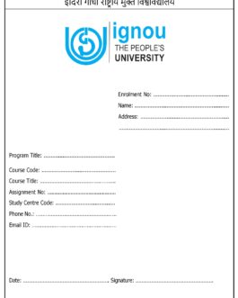 Editable Cover Page For IGNOU Assignments