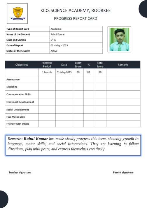 PROGRESS REPORT CARD drvinesh.com